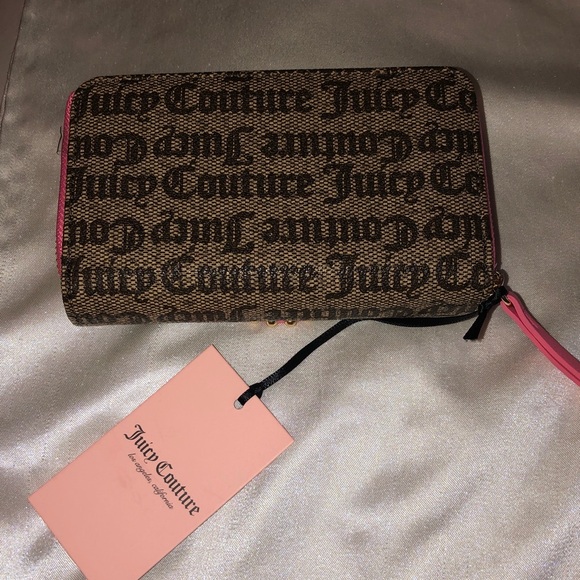 Juicy Couture Taupe Dark Brown Love Never Dies Bifold Wallet Studded Heart NWT - Picture 9 of 16